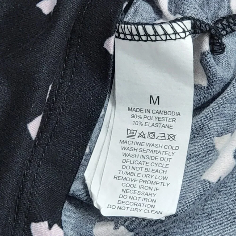 Women's Soft 2 Pc Kate Spade Pajama Set Black Pale Pink Bows - M - Picture 12 of 13